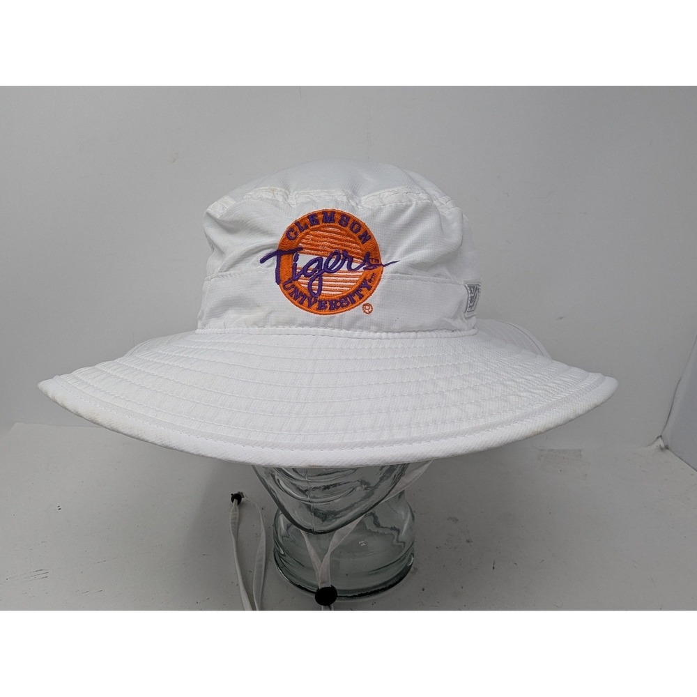 Clemson Tigers Hat Boonie Mens One Size White NCAA Football Sun Wide Brim